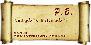 Pastyák Balambér névjegykártya